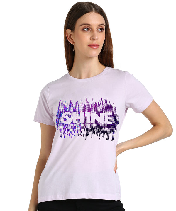 Sparkle Every Day with the Pack of 2 Women's Cotton Sequins Motifs T-Shirts