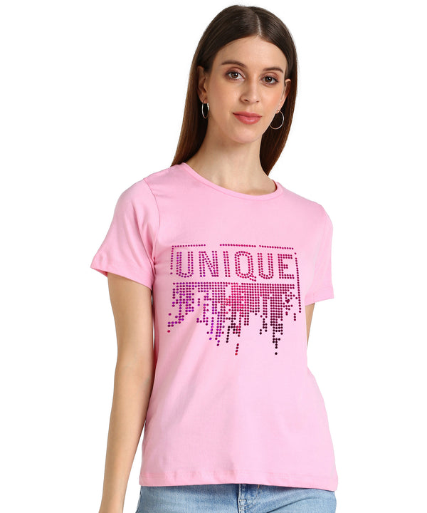 Women's Cotton Sequin Motif T-Shirt Combo