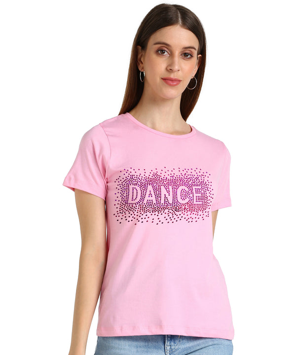 Shimmer in Style with the Pack of 2 Women's Cotton Sequins Motifs T-Shirts