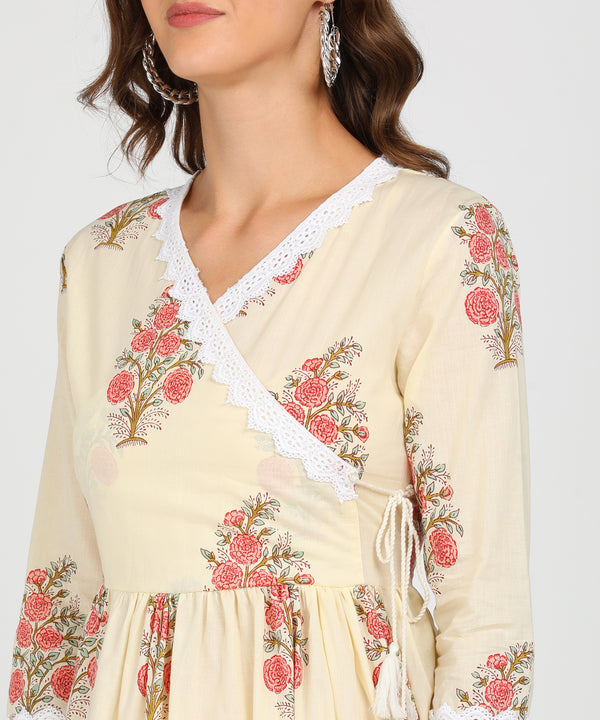 Women Floral Print Pure Cotton Flared Kurta