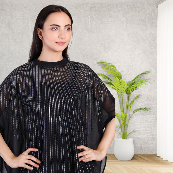 Women's Sequins Motifs Embellished Georgette Kaftan Set