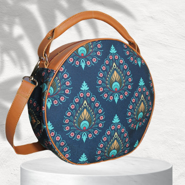 Peacock Feather Canvas Sling Bag
