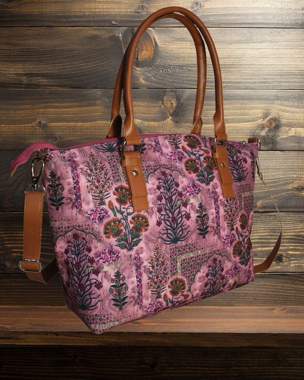 Jaipuri Floral Print Canvas Tote Bag