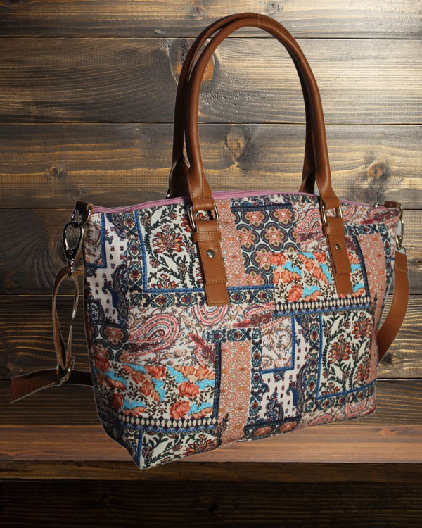 Paisley Patchwork Print Canvas Tote Bag