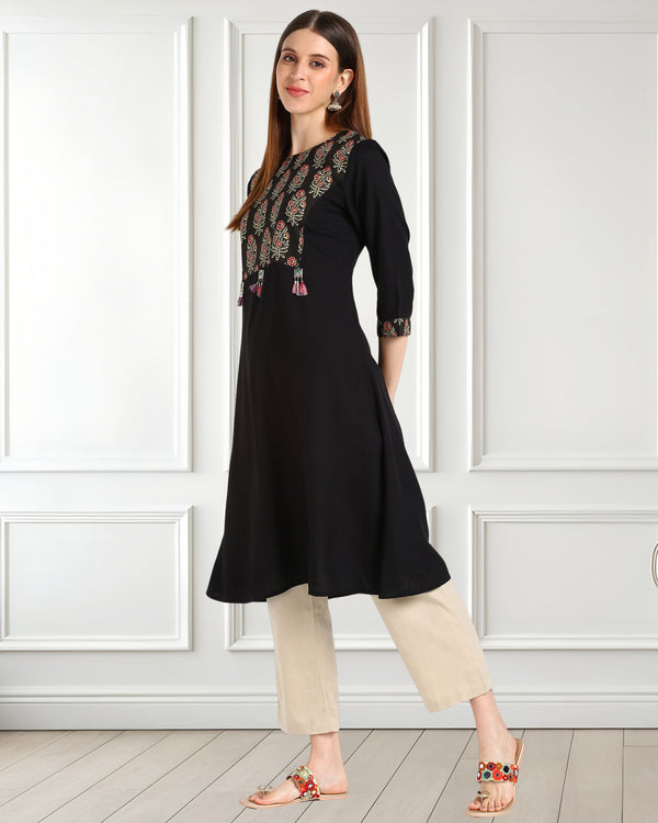 Women Block print A line kurti
