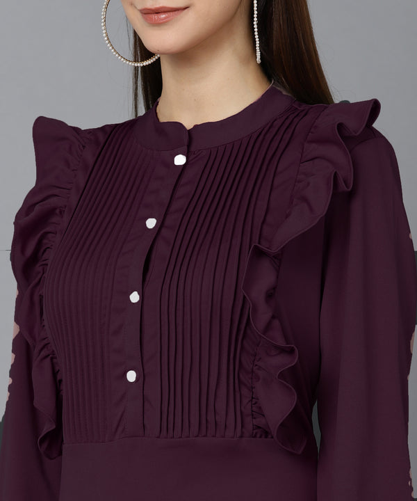 WOMEN PLEATED MAXI DRESS SHV 180 PURPLE