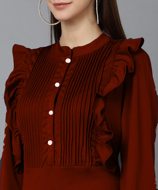 WOMEN PLEATED MAXI DRESS SHV 180 RED