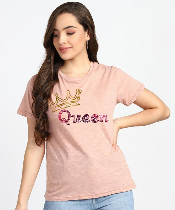 Women's Sequins Motifs Embellished Cotton T-shirt