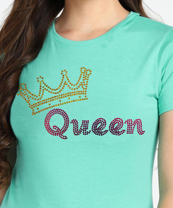 Women's Sequins Motifs Embellished Cotton T-shirt