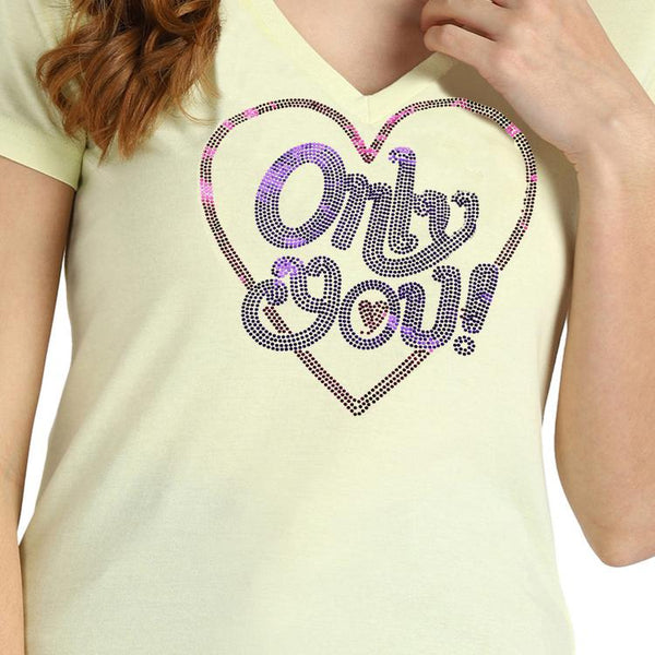 Women's Sequins Motifs Embellished Cotton T-shirt