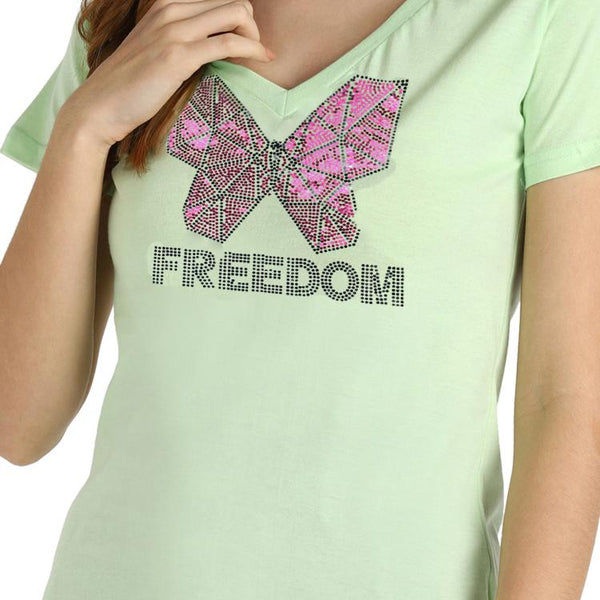 Women's Sequins Motifs Embellished Cotton T-shirt