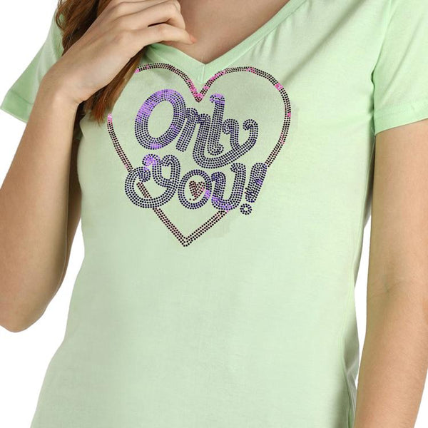 Women's Sequins Motifs Embellished Cotton T-shirt
