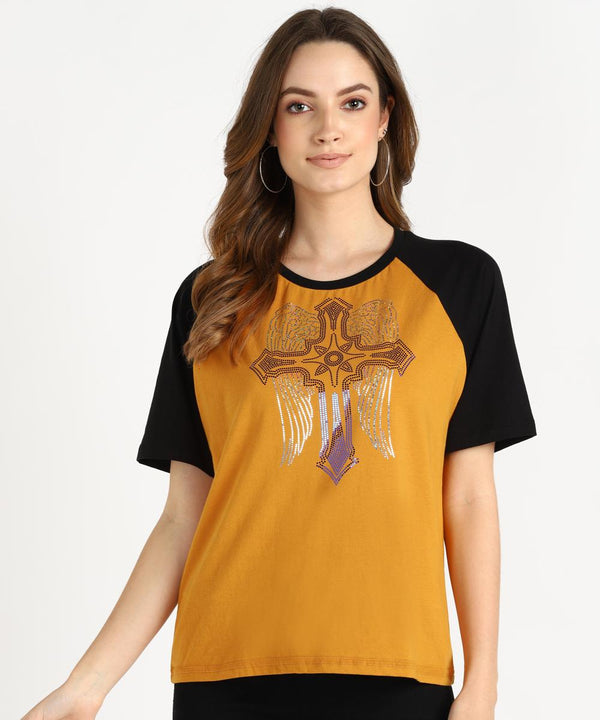 Women's Sequins Motifs Embellished Cotton T-shirt