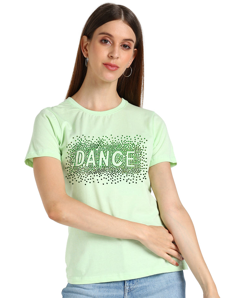 Shimmer in Style with the Pack of 2 Women's Cotton Sequins Motifs T-Shirts