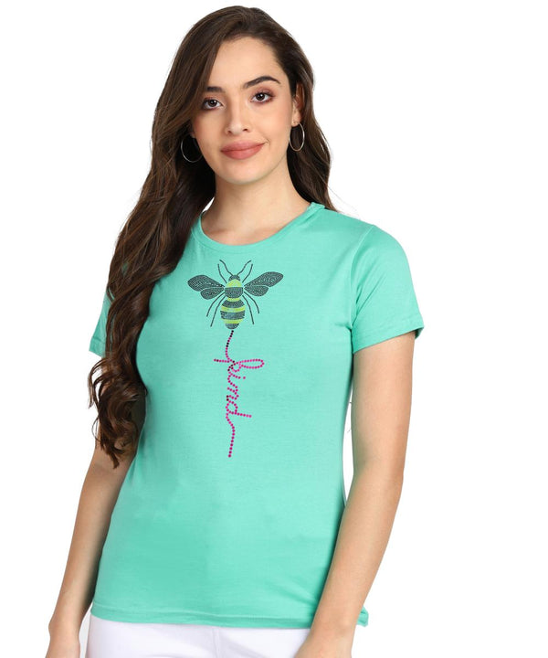 Women's Sequins Motifs Embellished Cotton T-shirt