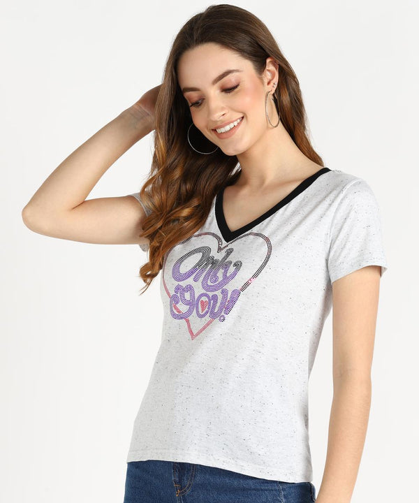 Women's Sequins Motifs Embellished Cotton T-shirt