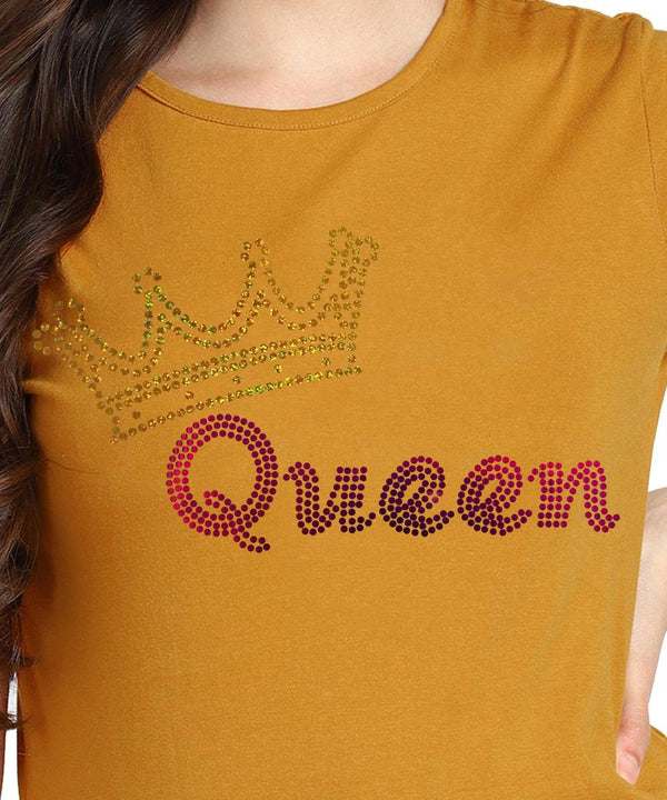 Women's Sequins Motifs Embellished Cotton T-shirt