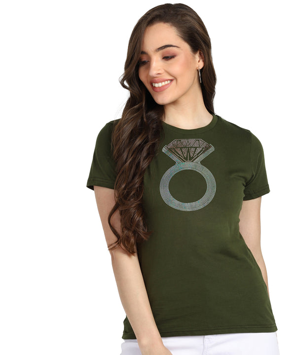 Women's Cotton Sequin Motif T-Shirt Combo