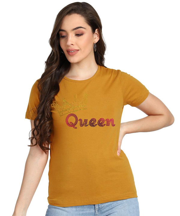 Women's Sequins Motifs Embellished Cotton T-shirt
