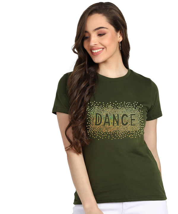 Shimmer in Style with the Pack of 2 Women's Cotton Sequins Motifs T-Shirts