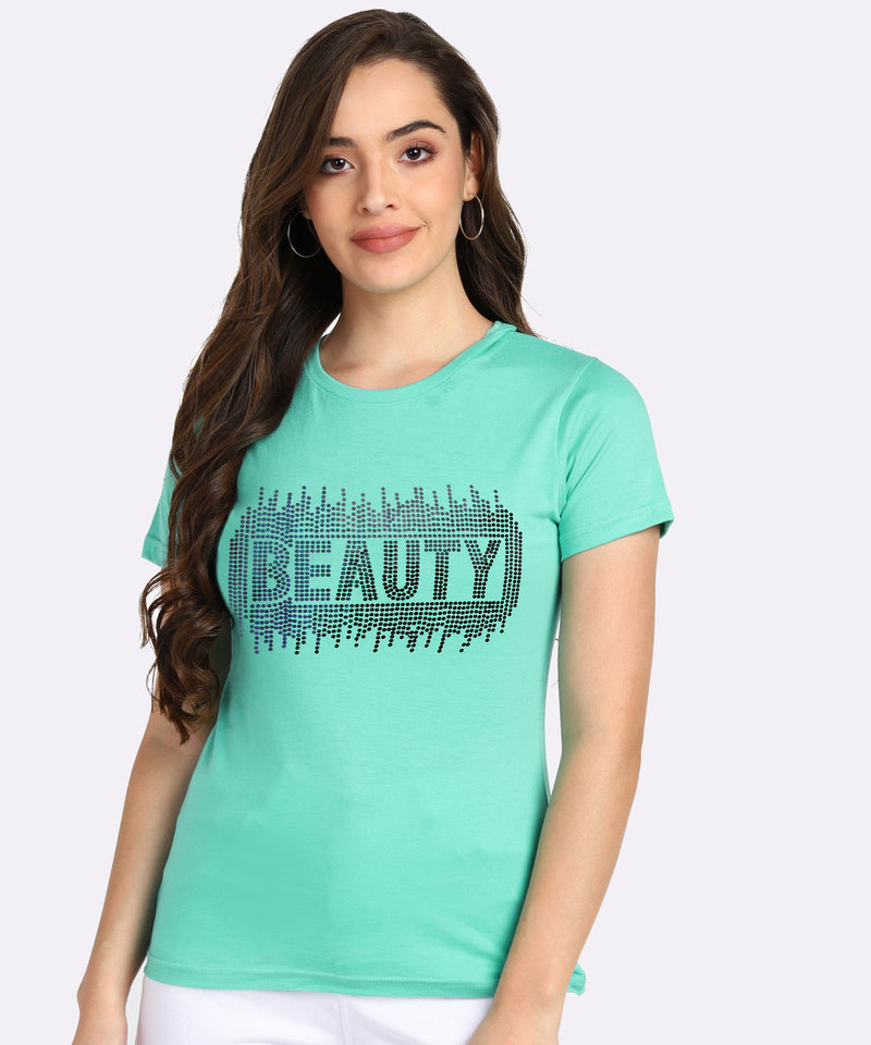 Sparkle Every Day with the Pack of 2 Women's Cotton Sequins Motifs T-Shirts