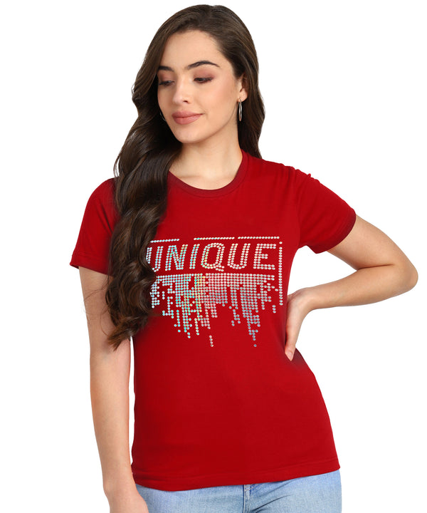Women's Cotton Sequin Motif T-Shirt Combo