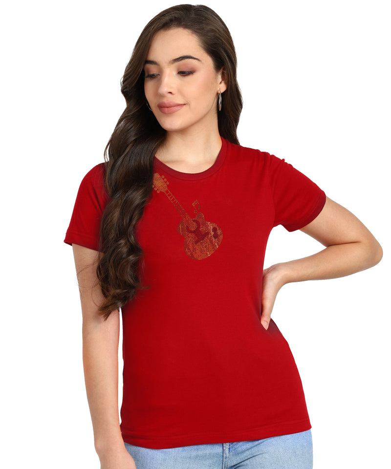 Women’s Cotton Sequin Motifs T-Shirt Combo Pack of 2