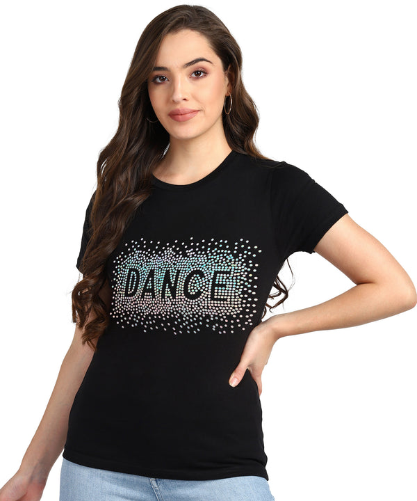 Women's Sequins Motifs Embellished Cotton T-shirt