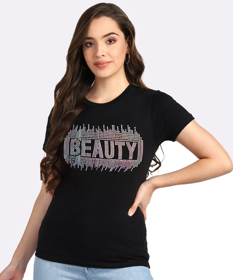 Women's Cotton Sequin Motif T-Shirt Combo