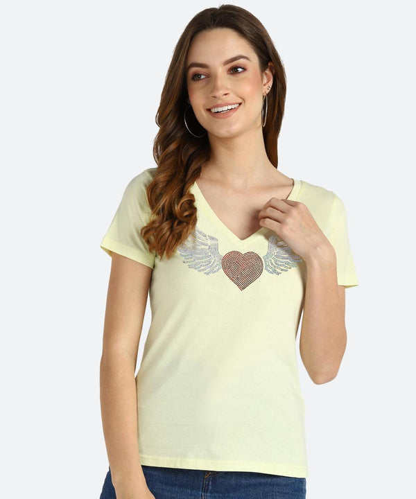 Women's Sequins Motifs Embellished Cotton T-shirt