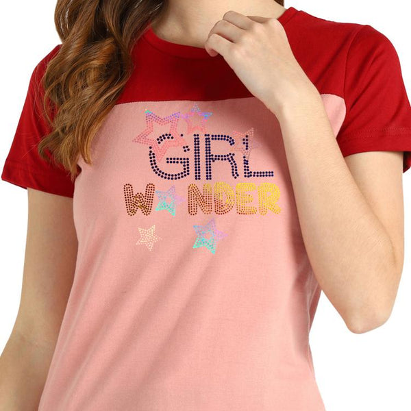 Women's Sequins Motifs Embellished Cotton T-shirt