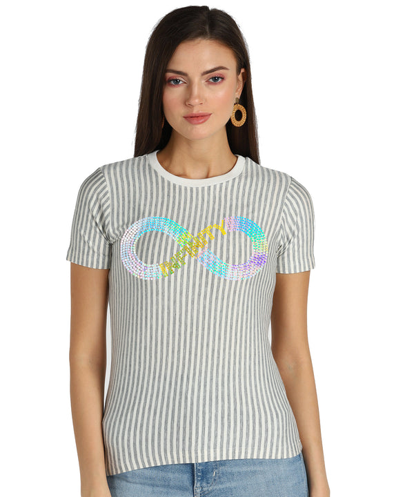 Women's Sequin Motifs Embellished cotton T-shirt