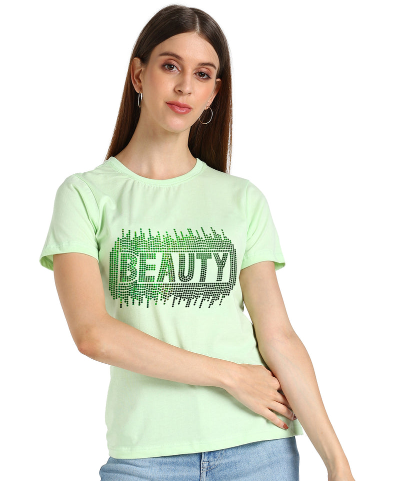 Sparkle Every Day with the Pack of 2 Women's Cotton Sequins Motifs T-Shirts