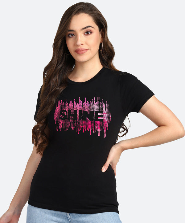 WOMEN EMBELLISHED T SHIRT STP 10 SHINE