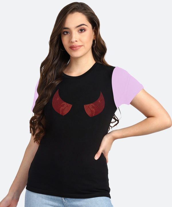 Women's Sequin Motifs Embellished cotton T-shirt