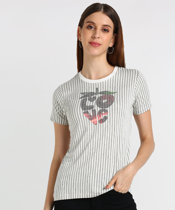 Women's Sequin Motifs Embellished cotton T-shirt