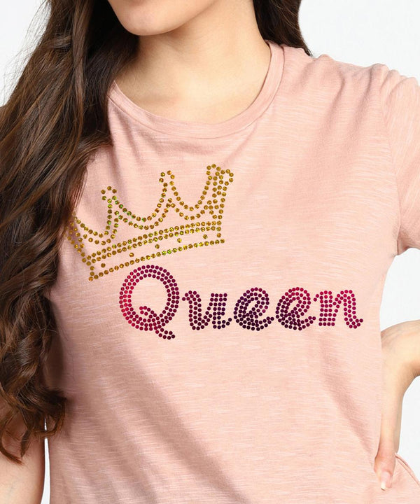 Women's Sequins Motifs Embellished Cotton T-shirt
