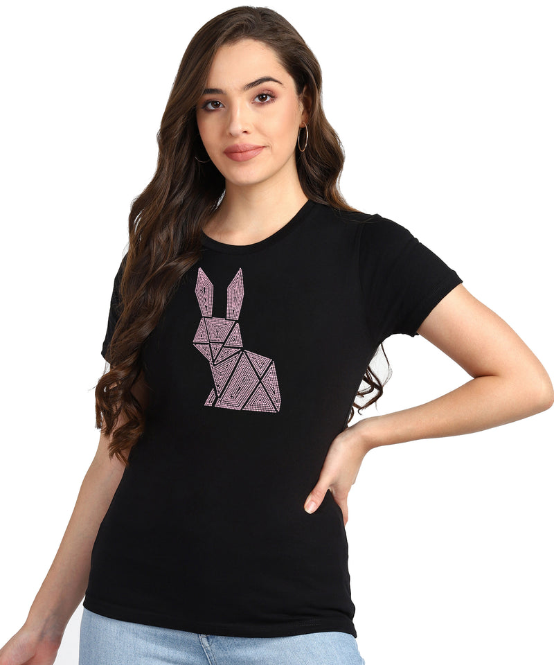 Women’s Cotton Sequin Motifs T-Shirt Combo Pack of 2