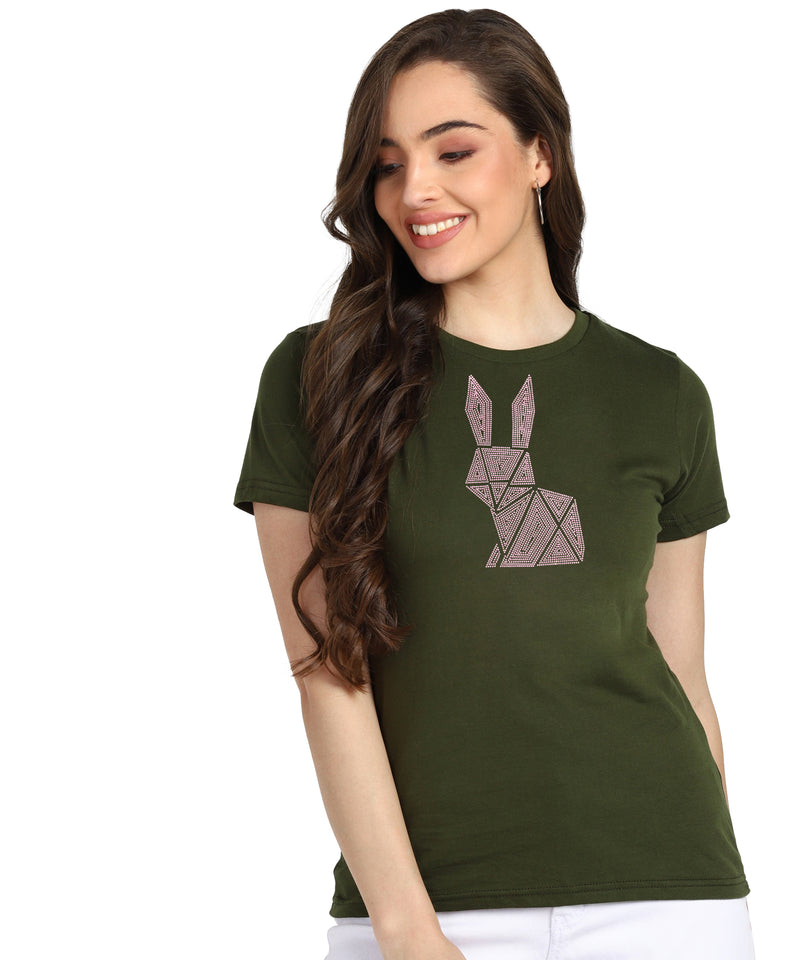 Women’s Cotton Sequin Motifs T-Shirt Combo Pack of 2