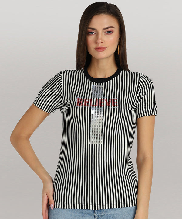 Women's Sequin Motifs Embellished cotton T-shirt