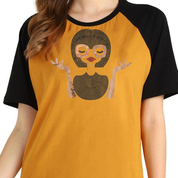 Women's Sequins Motifs Embellished Cotton T-shirt