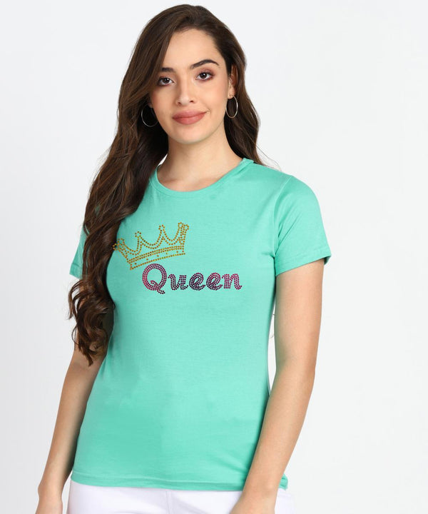 Women's Sequins Motifs Embellished Cotton T-shirt