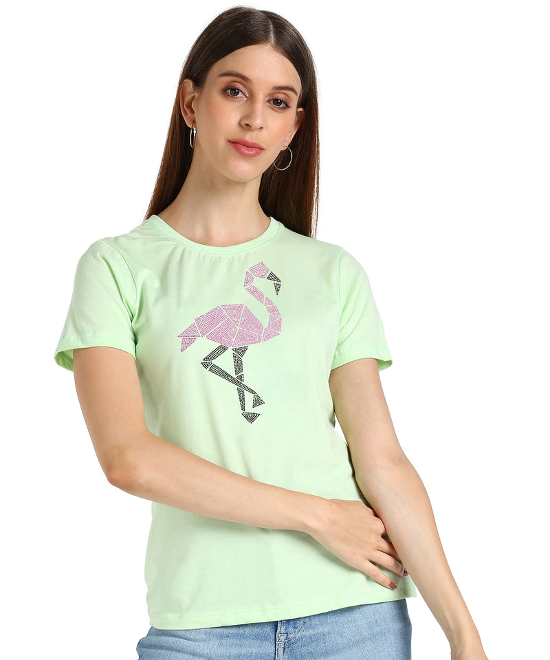 Women’s Cotton Sequin Motifs T-Shirt Combo Pack of 2