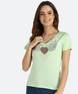 Women's Sequins Motifs Embellished Cotton T-shirt