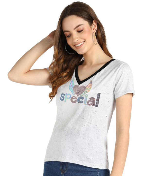 Women's Sequins Motifs Embellished Cotton T-shirt