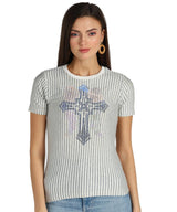 Women's Sequins Motifs Embellished Cotton T-shirt