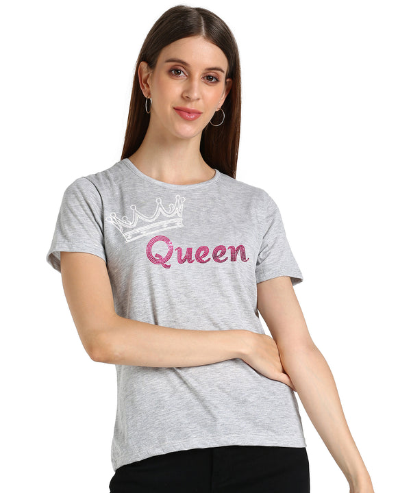 Women's Sequin Motifs Embellished cotton T-shirt