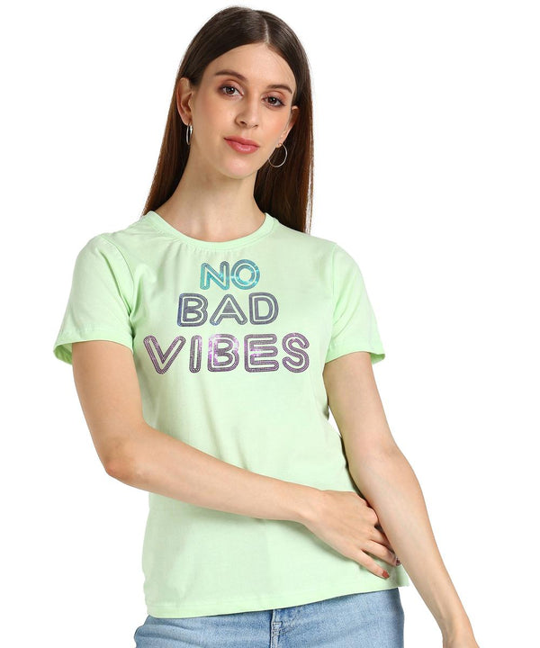 Women's Sequins Motifs Embellished Cotton T-shirt