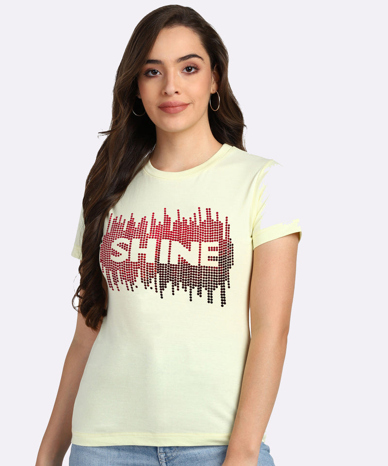 Sparkle Every Day with the Pack of 2 Women's Cotton Sequins Motifs T-Shirts