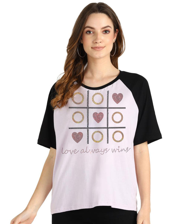 Women's Sequins Motifs Embellished Cotton T-shirt